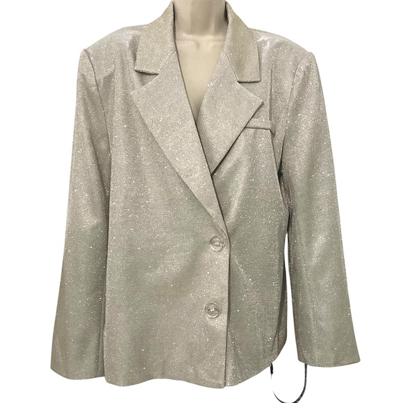 SLA The Label New Paloma Blazer Gold Glitter Medium Oversized Tailored Party - Picture 14 of 17